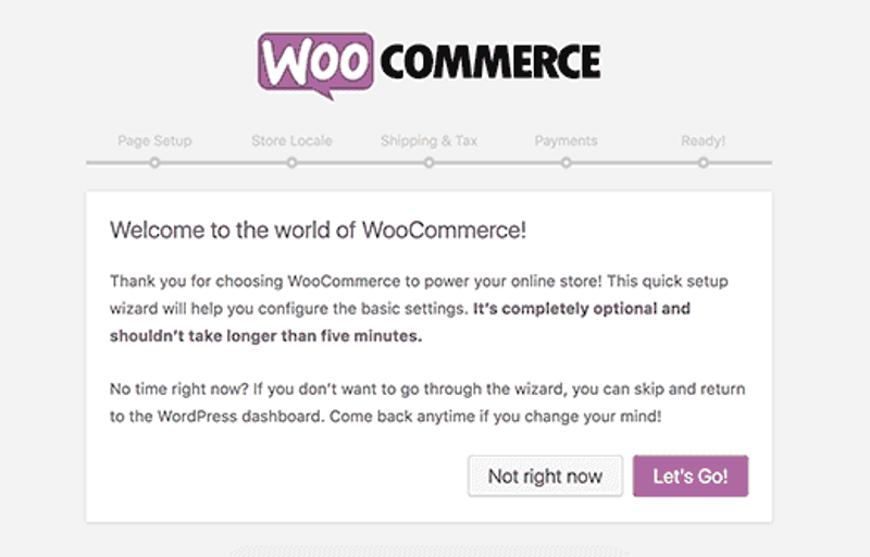 Kreator konfiguracji WooCommerce, krok 1