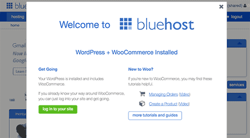 Pierwsze logowanie Bluehost