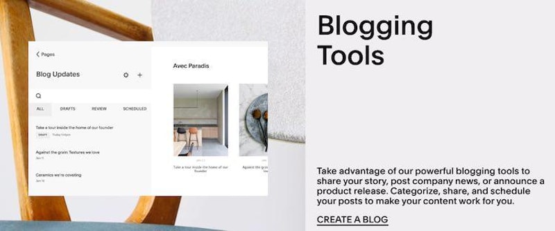Narzędzia do blogowania Squarespace