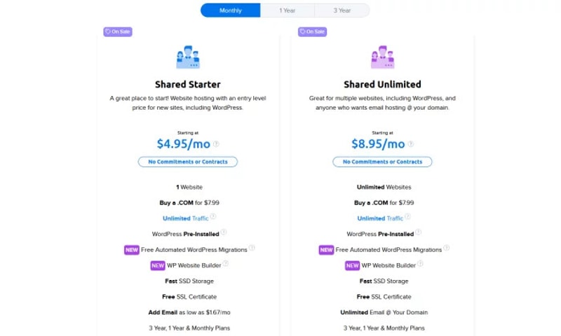 Miesięczny cennik DreamHost dla najlepszego taniego hostingu