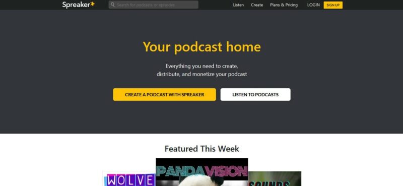 Strona docelowa Spreaker