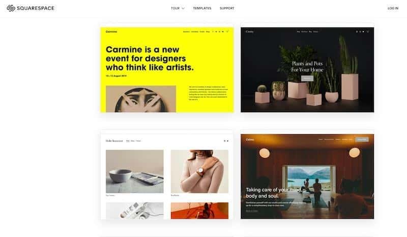 Szablony stron internetowych Squarespace