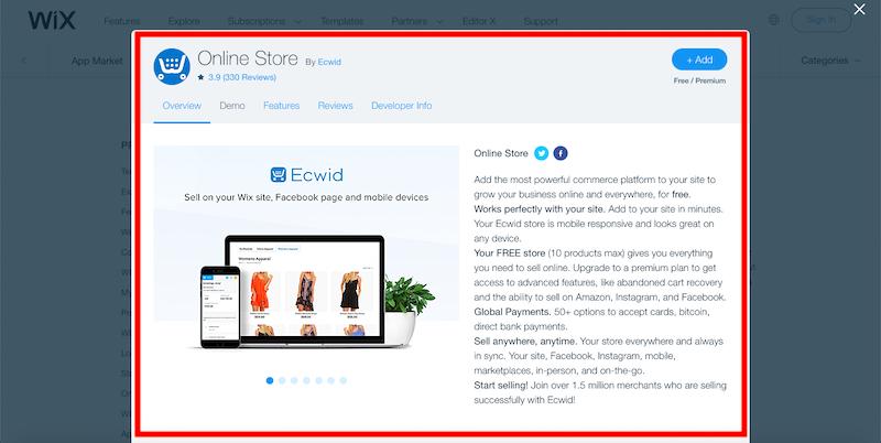 Wix online store app